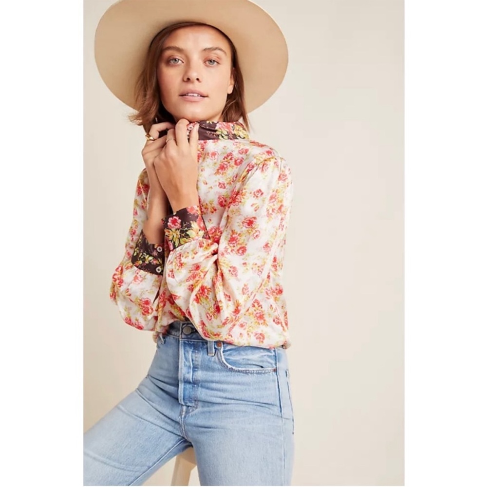 Anthropologie HTF Fatima Floral Buttondown by Hemant & Nandita